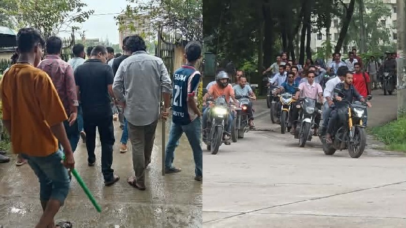 নোবিপ্রবিতে বহিরাগতদের নিয়ে হামলা ও শোডাউন, কাঠগড়ায় ছাত্রদলের দুই নেতা